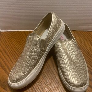 Juicy Couture Ruby Metallic Gold Slip-On Sneakers Size7 comfortable fun shoe